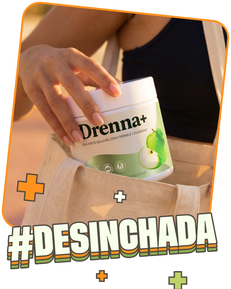 Drenna+ — suplemento alimentar em pó sabor laranja e maçã verde