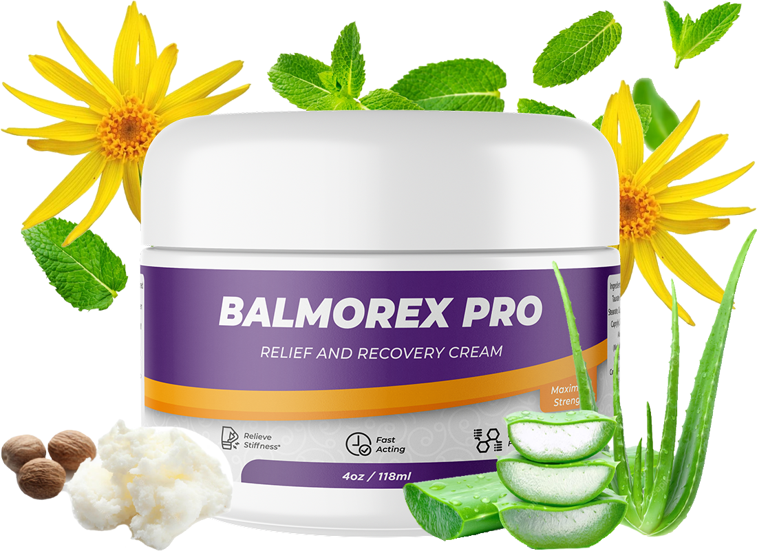 Balmorex Pro jar with natural ingredients