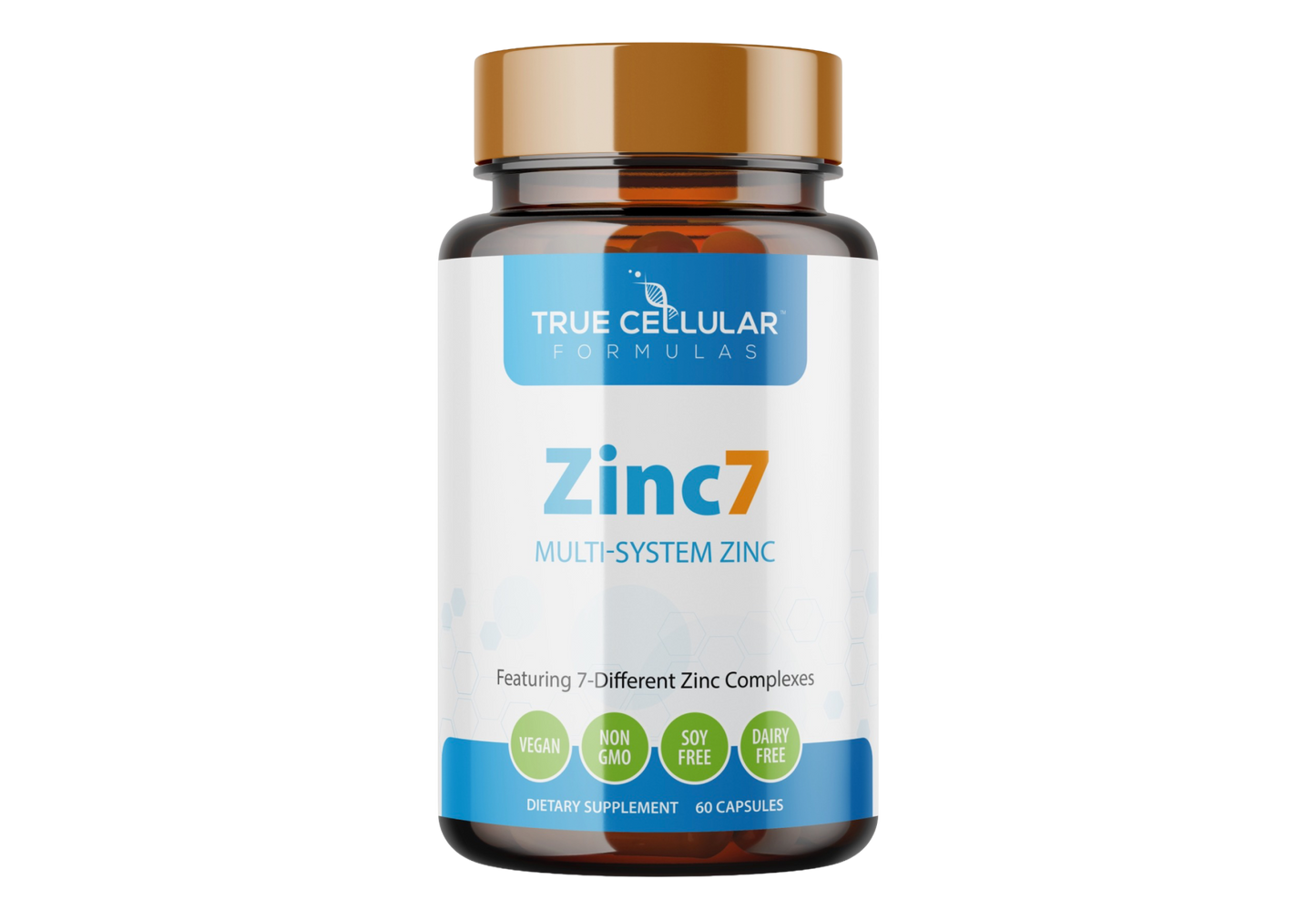 Zinc7 supplement bottle by True Cellular Formulas