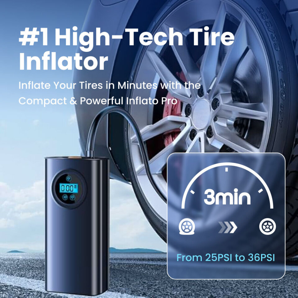 InflatoPro portable cordless tire inflator