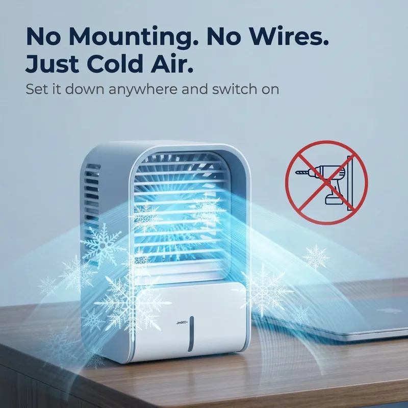 FrostCooler personal evaporative cooler, showing its portable design