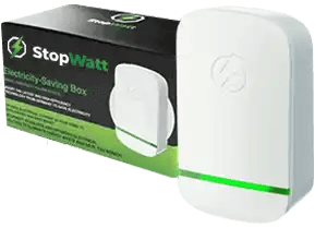 StopWatt electrical current stabilizer plugged into a wall outlet