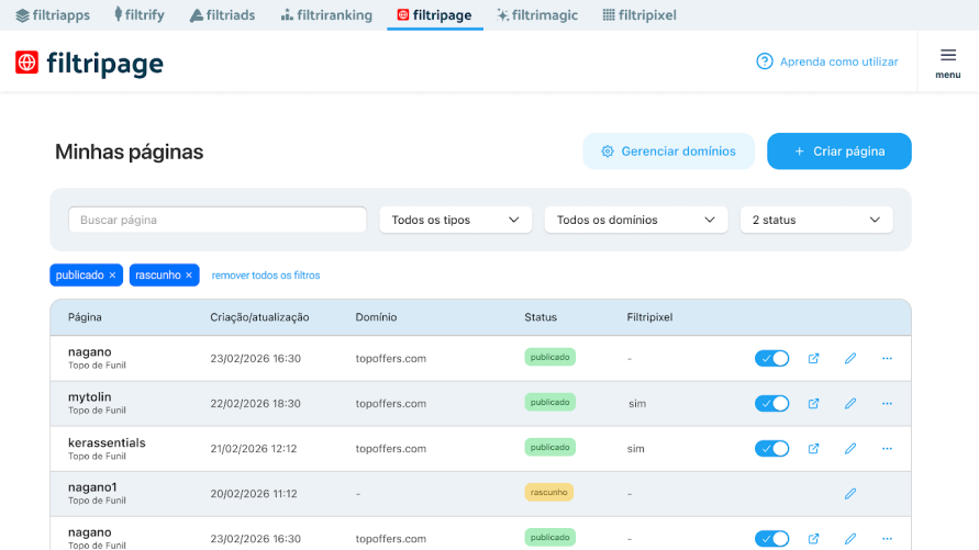 Screenshot da ferramenta de Estrutura Própria