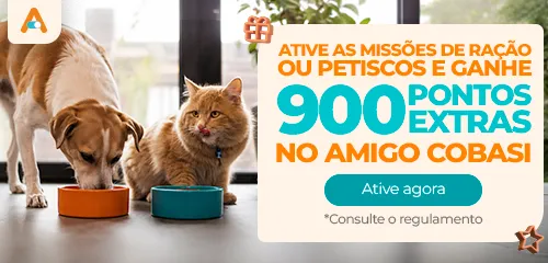 Imagem banner ative as missões e ganhe mais pontos amigo cobasi
