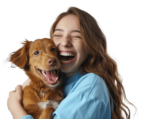 Imagem de garota com cachorro
