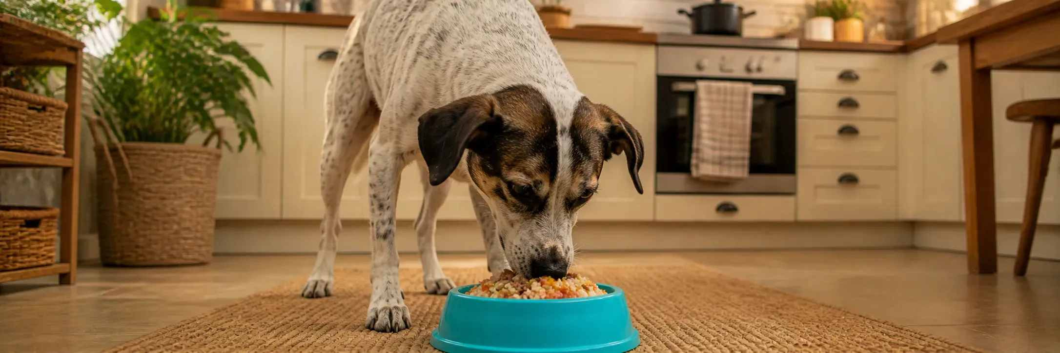 Imagem de cachorro comendo ração